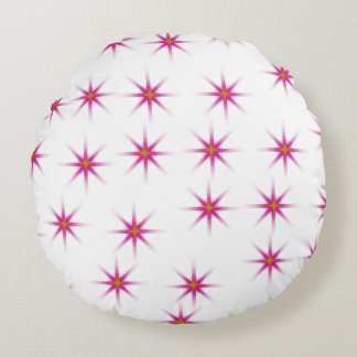 Neon Pink Glows Stars Pattern Rundes Kissen