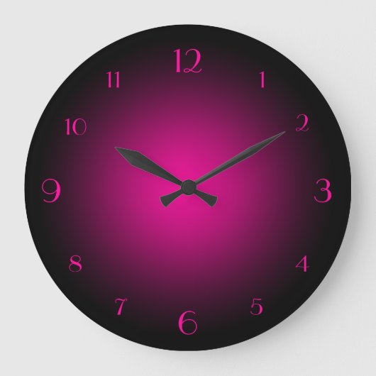 Neon Pink Gradient Over Black Große Wanduhr (Vorderseite)