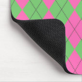 Neon Pink Green Diagonal Geometrisches Y2K-Muster Mousepad (Ecke)