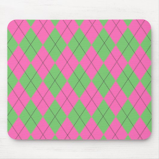 Neon Pink Green Diagonal Geometrisches Y2K-Muster Mousepad (Vorne)