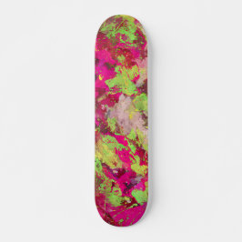 Neon Pink Green Grunge Splatter Skateboard
