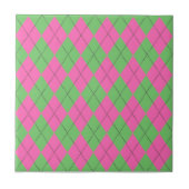 Neon Pink Green Raute Diamond Pattern Fliese (Vorderseite)