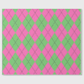 Neon Pink Green Raute Diamond Pattern Geschenkpapier (Flach)