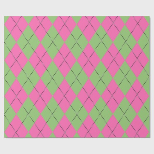 Neon Pink Green Raute Diamond Pattern Geschenkpapier (Flach)