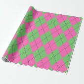 Neon Pink Green Raute Diamond Pattern Geschenkpapier (Ungerollt)