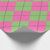 Neon Pink Green Raute Diamond Pattern Geschenkpapier (Ecke)