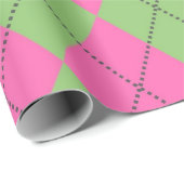 Neon Pink Green Raute Diamond Pattern Geschenkpapier (Rolleneckpunkt)