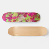 Neon Pink Grüne Grunge-Splatter Skateboard (Horizontal)