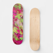 Neon Pink Grüne Grunge-Splatter Skateboard (Vorderseite)