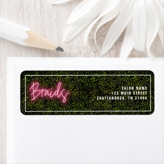 Neon Pink Hair Salon Braids Beruflich Label (Insitu)