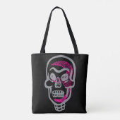 Neon Pink Halloween Skull Tasche (Rückseite)