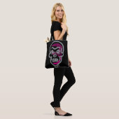 Neon Pink Halloween Skull Tasche (Am Model)