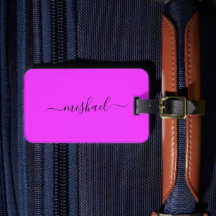 Neon Pink, hell Lila, Typografie, Personalisieren Gepäckanhänger