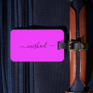 Neon Pink, hell Lila, Typografie, Personalisieren Gepäckanhänger