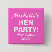 Neon-pink-hen-Party-Abzeichen-Taste für Mädchen Button (Vorderseite)