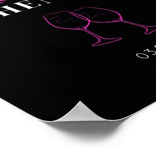 Neon Pink Hens Party Wein Begrüßungszeichen Plakat (Ecke)