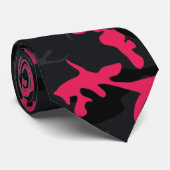 Neon Pink Highlights Camouflage Krawatte (Gerollt)
