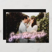 Neon Pink Horizontales Foto Einladung (Vorne/Hinten)