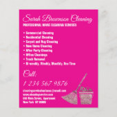 Neon Pink Janitorial Maid House Cleaning Flyer (Vorne)