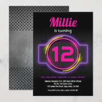 Neon Pink Laser Tag Girl Geburtstagsparty Game On