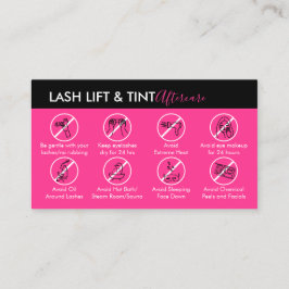 Neon Pink Lash Lift Tint Aftercare Instruktion Visitenkarte