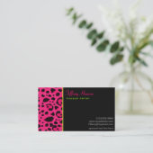 Neon Pink Leopard Cheetah Print Business Card Visitenkarte (Stehend Vorderseite)