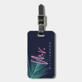 Neon Pink Liebe Neon Pink Herr Tropical & Monogram Gepäckanhänger (Vorderseite vertikal)