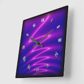 Neon Pink Lightning Quadratische Wanduhr (Winkel)