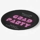 Neon Pink Lights Class High School Abschluss Pappteller (Schrägansicht)