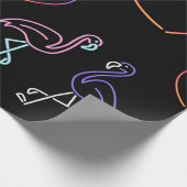 Neon Pink Lila Flamingo und Herz Geschenkpapier (Ecke)