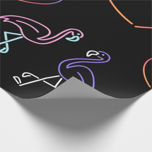 Neon Pink Lila Flamingo und Herz Geschenkpapier (Ecke)