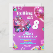 Neon Pink Lila Girl Skate Diskothek Ball Geburtsta Einladung (Vorderseite)