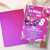 Neon Pink Lila Girl Skate Diskothek Ball Geburtsta Einladung