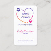 Neon Pink Lila Pet Grooming QR Code Visitenkarte (Rückseite)