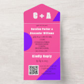 Neon Pink Lila Retro Modernes, feines Elegant All In One Einladung (Innen Boden)