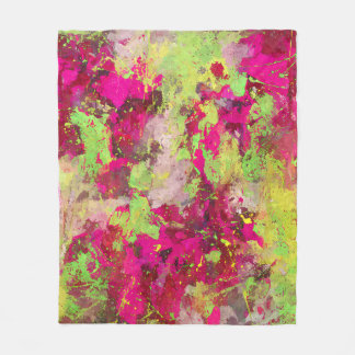 Neon Pink Lime Abstract Splatter Art Blanket Fleecedecke