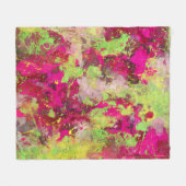 Neon-Pink-Lime-Abstrakt-Splatter-Art-Decke Fleecedecke (Vorderseite (Horizontal))