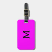 Neon PInk Magenta Monogram Black Individuelle Name Gepäckanhänger (Vorderseite vertikal)