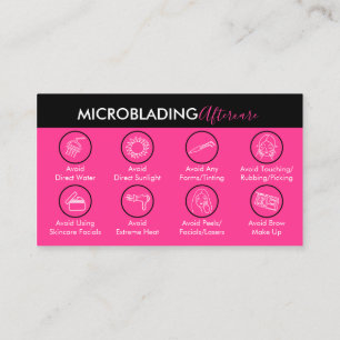 Neon Pink Microblading Heilungsnachsorge Visitenkarte