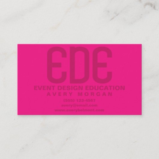 Neon Pink Minimal Visitenkarte (Vorderseite)