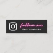 Neon Pink Minimalistisch Folgen Sie Social Media & Mini Visitenkarte (Vorderseite)
