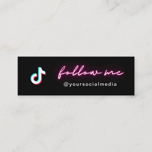 Neon Pink Minimalistisch TikTok & QR Code Mini Visitenkarte (Vorderseite)