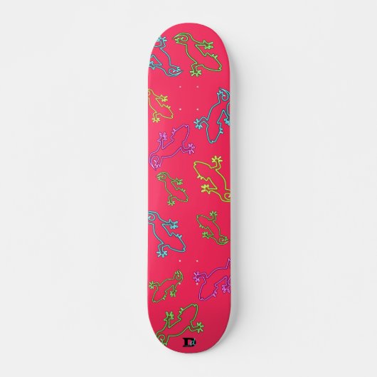 Neon Pink mit Neon Lizards D Brand Skateboard (Vorne)