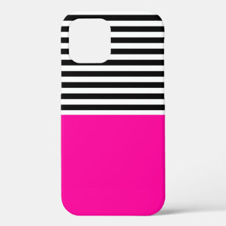 Neon Pink mit schwarzen und weißen Streifen Case-Mate iPhone Hülle