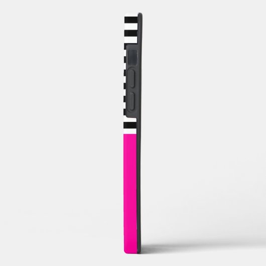 Neon Pink mit schwarzen und weißen Streifen Case-Mate iPhone Hülle (Rückseite / Links)