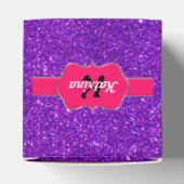 Neon-Pink-Monogramm auf Lila Glitzer Geschenkschachtel (Oben)