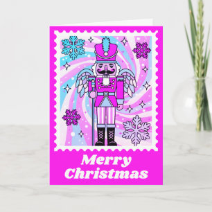 Neon Pink Nutcracker Soldier Postage Briefmarke Feiertagskarte