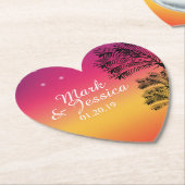 Neon Pink Ombre Tropical Tree Sunset Beach Untersetzer (angewinkelt)