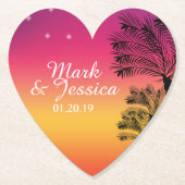 Neon Pink Ombre Tropical Tree Sunset Beach Untersetzer (Vorderseite)