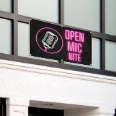 Neon Pink Open Mic Outdoor Vinyl Banner (Äußeres Gebäude)
